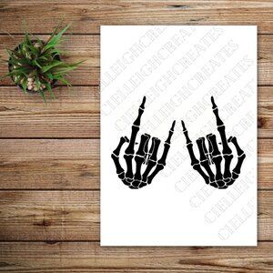 *2 for $20* Rock On Skeleton Hands Vinyl Decal Sticker Handcrafted